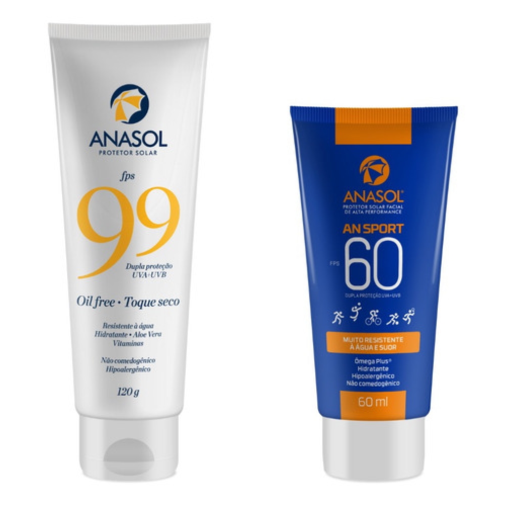 Protetor Solar Fps99 Corpo & Protetor Facial Resistente Água e Suor Fps60 Sport
