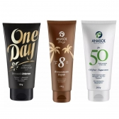 Protetor Solar Fps50 + Acelerador Bronzeado + Bronzeador Loção Fps8