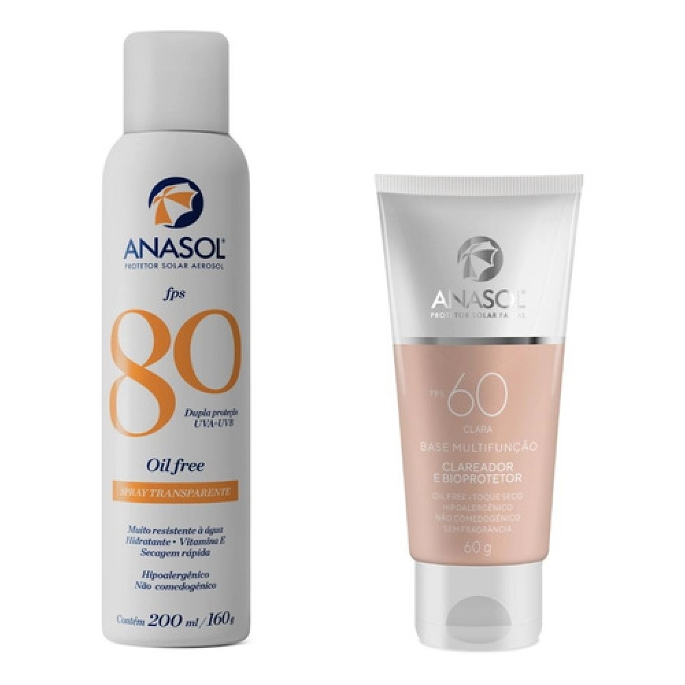 Protetor Spray 80 & Protetor Facial Clareador Base Clara Fps60