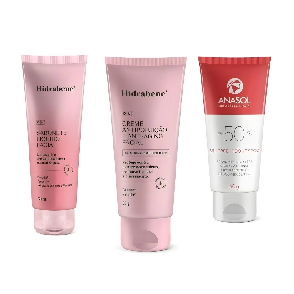 Kit Especial Limpeza Facial Hdratação Facial E Protetor Solar 50