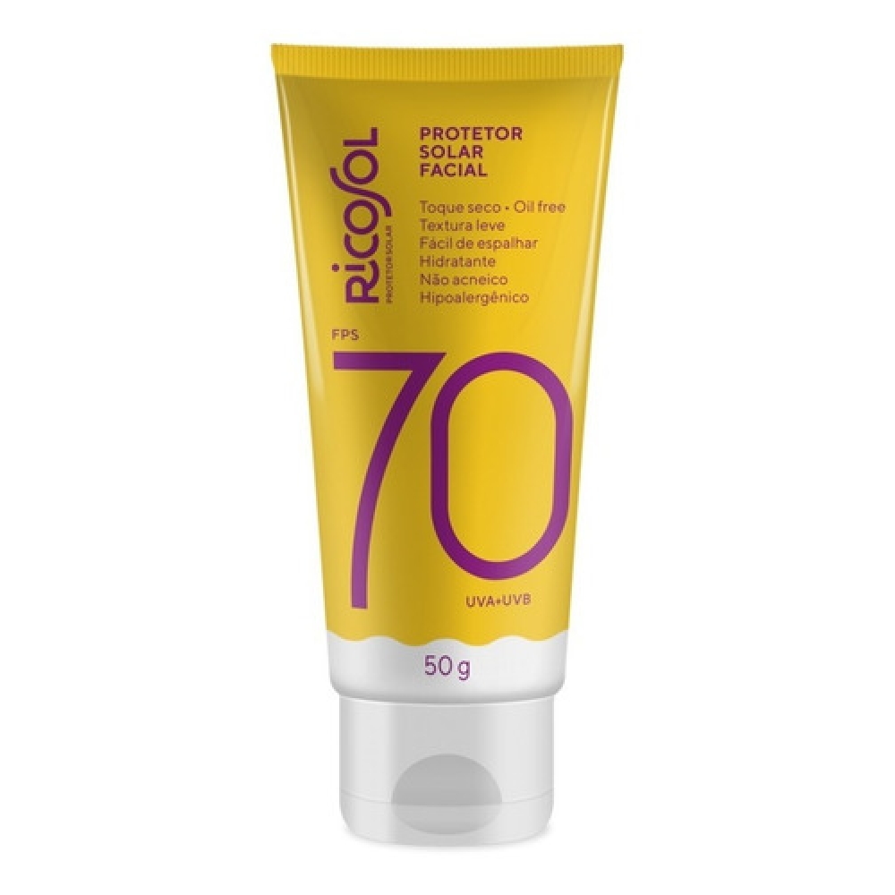Protetor Solar Facial Ricosol Toque Seco Oil-free Fps70 50g