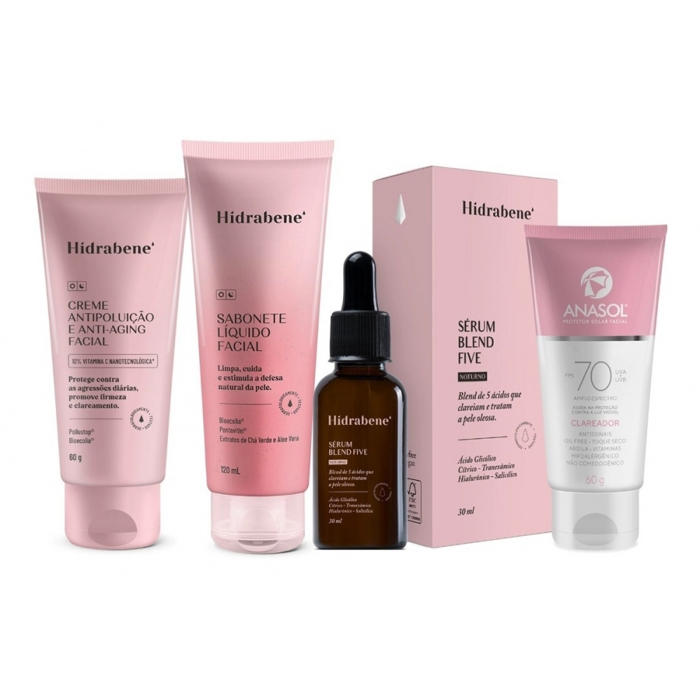 Kit Top Clareador Facial + Hidratação Vit C 10% + Fps 70 Sab