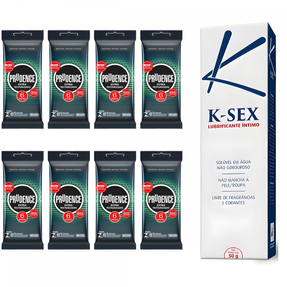 Preservativo Extra Texturizado Prudence 48 Camisinhas + Lubrificante