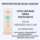 Base Stick Média Efeito Matte Protetor Solar Fps50 Sunless 12gr