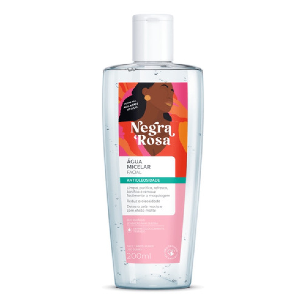 Água Micelar Facial Antioleosidade Negra Rosa 200ml