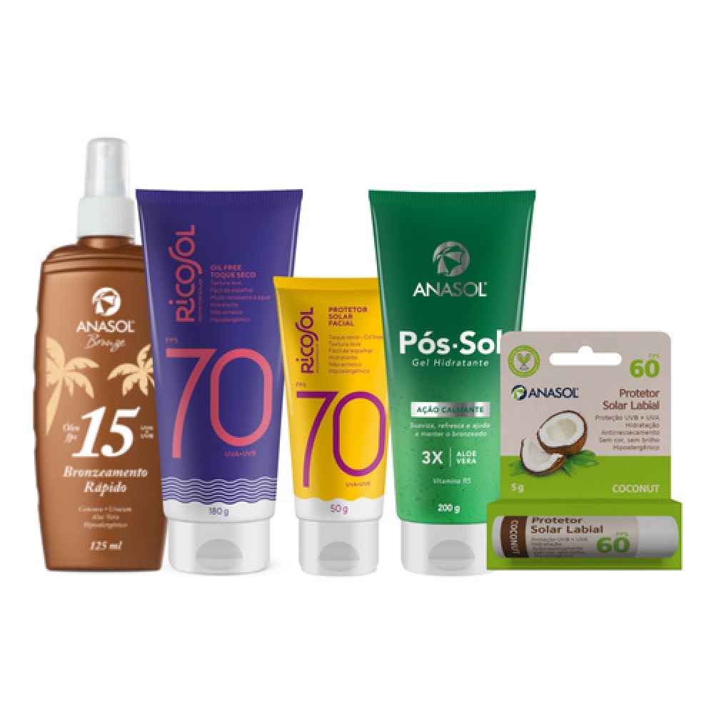 Protetor Solar Para Corpo E Rosto Pele FPS15 Spray Labios Verão Ricosol
