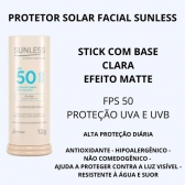 Base Stick Cor Clara Efeito Matte Protetor Solar Fps50 Sunless 12g